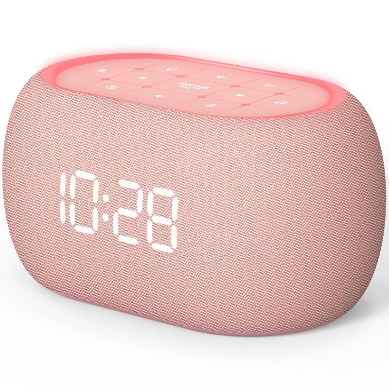 ANJANK White Noise Sound Machine Alarm Clock with Bluetooth Speaker HiFi Stereo Sound 21 Soothing Sounds7 Night Lights 0100 DimmerSleep Timer Soother for Teens Kids Girls Bedroom Pink